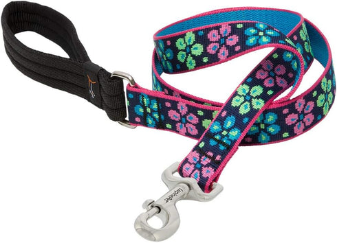 LupinePet Originals 1" Flower Power Padded Handle Leash for Medium and Larger Dogs, 4-foot