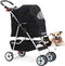 Dkeli 4 Wheel Pet Stroller Cat Dog Cage Stroller Travel Folding Carrier with