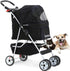 Dkeli 4 Wheel Pet Stroller Cat Dog Cage Stroller Travel Folding Carrier with