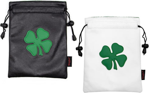 Golf Valuables Pouch Bag with Drawstrings, Leather Golf Tee Pouch for Men and Women