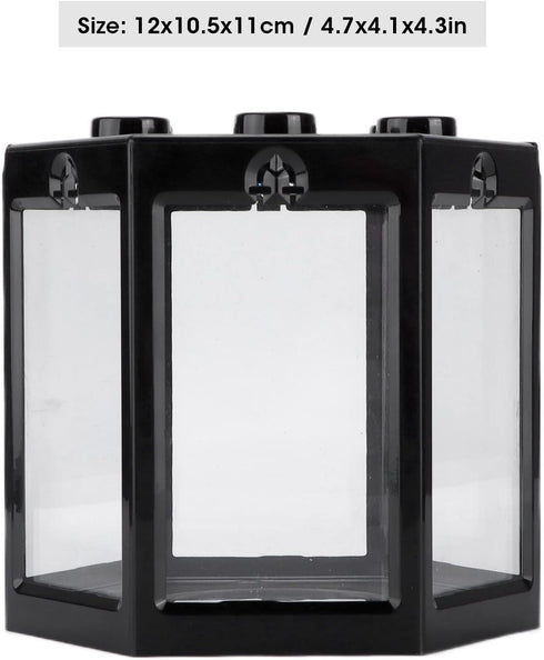 Zerodis Betta Aquarium Starter Kits, Small Crystal-Clear Aquarium for Fish-Loving Kids (Black)