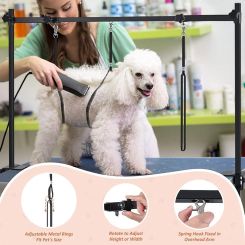 H-Shape Dog Grooming Arm with Clamp, 33" Height Adjustable and 38" - 50" Width for Small/Medium/Large Dogs