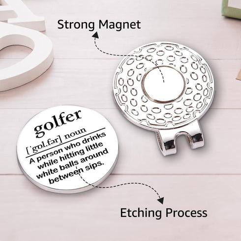 Hafhue Golfer Definition Golf Ball Marker - Magnetic Hat Clip, Funny Golf Accessories for Men