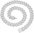 Silver Cuban Link Dog Collars, Bling Dog Necklace Diamond Glitter Rhinestone for Small Medium Large Pets, 14-Inch