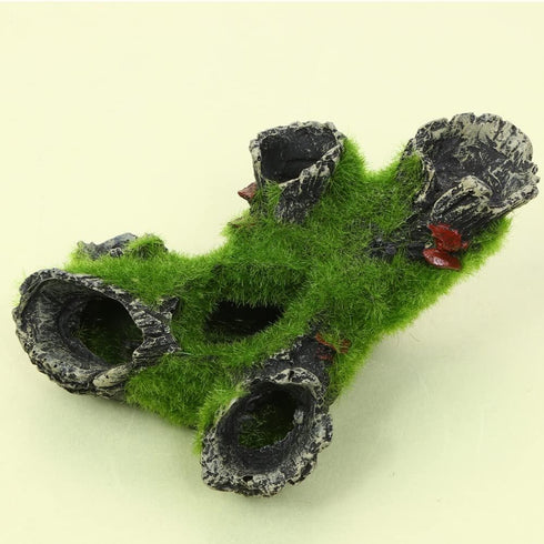 Resin Moss Tree House Fish Shrimp Hiding House Aquarium Fish Tank Decoration Accessories Artificial Resin Log Tree Branch with Moss Fish Tank Decoration