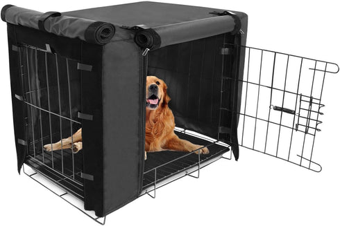 Durable Dog Crate Cover for Large Pet Kennel | Double Door Universal Fit for 24-48 inches Wire Dog Crate (30 Inch)