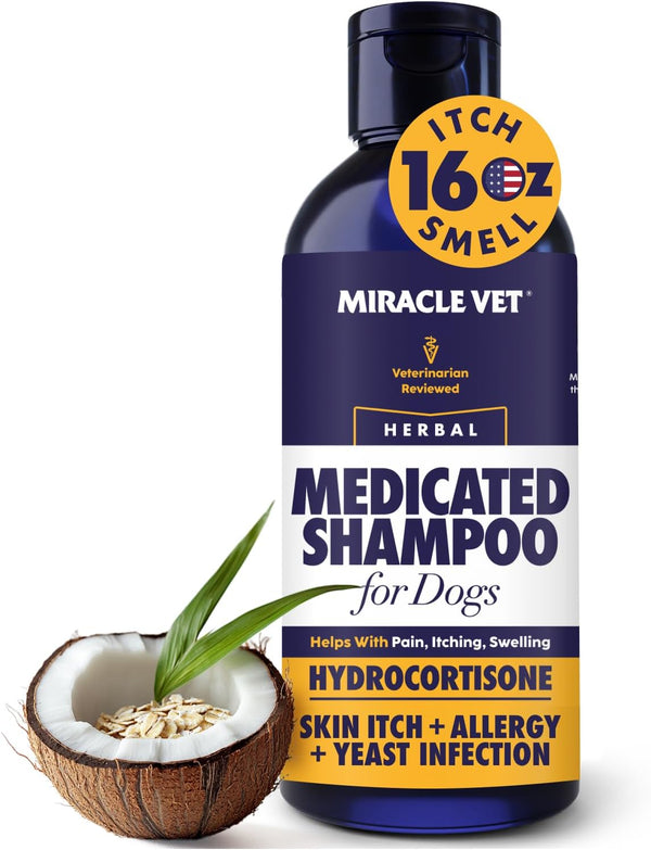 Miracle Vet Medicated Dog Shampoo for Itchy Skin Relief - Antifungal for