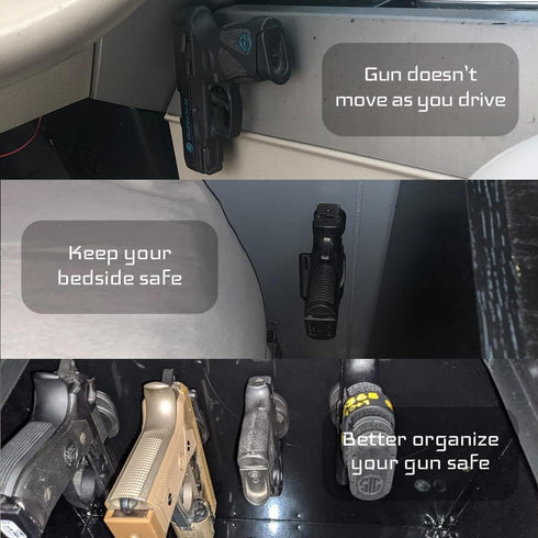GMW Gun Magnet 2-Pack, 30 lbs Rating Magnetic Gun Mount for Car, Truck, Desks, Safes, Indoor Gun Racks