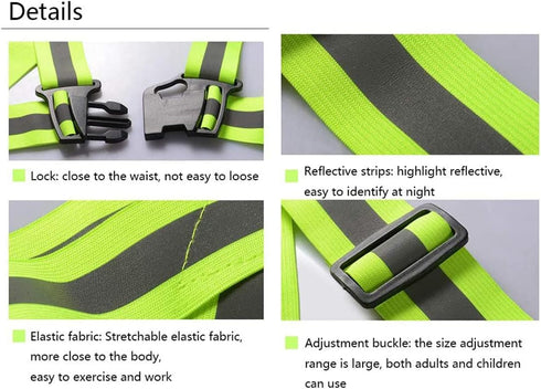 Reflective Vest, 2pcs Adjustable High Visibility Safety Vest with 4pcs Reflective Armbands for Outdoor Activities