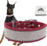 Bling Diamond Dog Collar for Girls, Soft Velvet Leather with Sparkly Crystal Rhinestones, Reflective Stripe, Medium