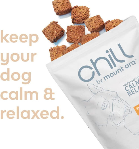 CHILL Bites Calming Dog Treats for Relaxation, Valerian Root, Sweet Potato & Melatonin for Dogs, Reduces Anxiety