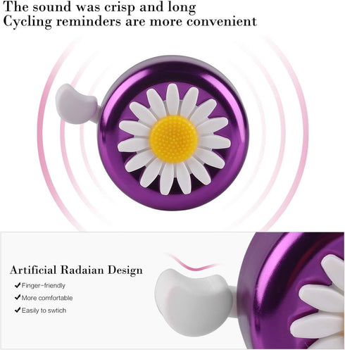 U-LIAN Kids Streamers and Bike Bell - 1 Pack Flower Bicycle Bell with 2 Pack Handlebar Streamers for Children's Bike