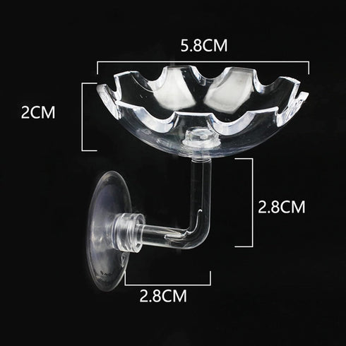 Bilindasly Acrylic Shrimp Feeding Dish Floral Shrimp Bowl Aquarium Transparent Feeder Container with Suction Cup for Aquarium Fish Tank
