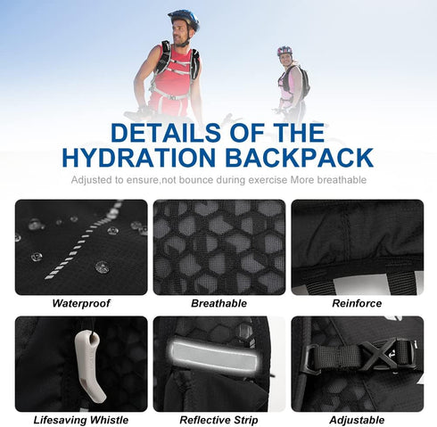 INOXTO Hydration Pack Backpack with 2L Leakproof Water Bladder, Running Hydration Vest for Men, Daypack for Cycling