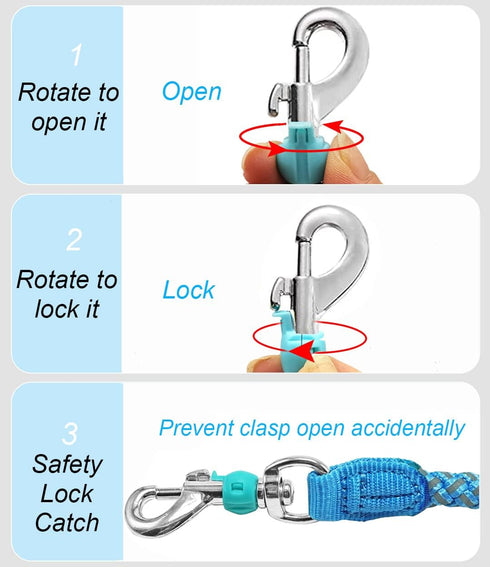 Rope Dog Leash - 2/3/4/6/10 Foot Reflective Dog Leash- Strong Nylon Braided Heavy Duty Dog Training Leash for Large and Medium Small Dogs Walking Leads (Sky Blue- 3 feet)