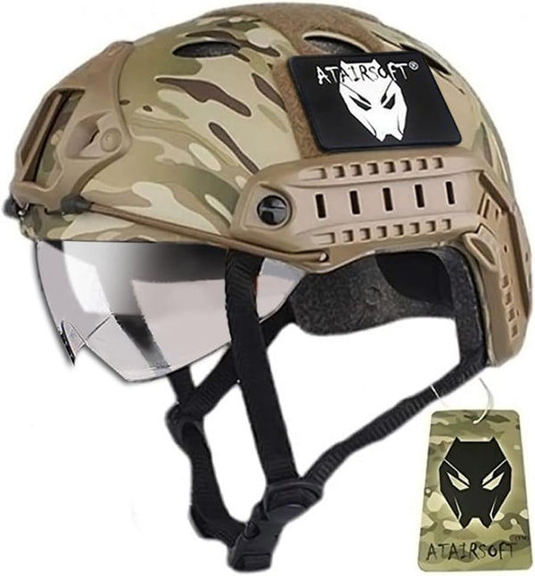 PJ Type Tactical Multifunctional Fast Helmet with Visor Goggles by ATAIRSOFT