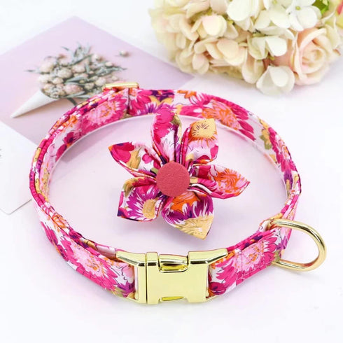 Beirui Cute Girl Dog Collars for Small Medium Large Dogs, Floral Patterns Female Pet Collars with Flower for Wedding