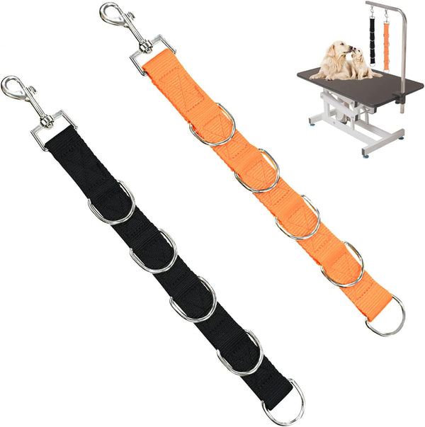 ASOCEA Dog Grooming Extension Strap, Adjustable Nylon Bathing Restraint Band with 5D-Rings, Quick Release, 2 Pack
