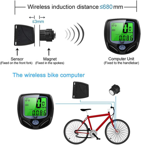 YS Wireless Waterproof Bicycle Speedometer & Odometer with LCD Display
