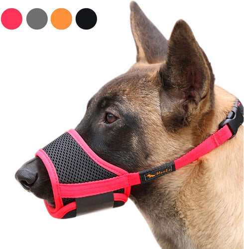 HEELE Dog Muzzle, Soft Nylon Anti Biting Barking Chewing, Air Mesh Breathable Adjustable Loop Muzzle for Small Medium