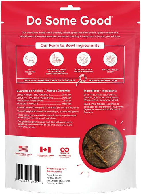 Open Farm Dehydrated Beef Grain-Free Dog Treats, 4.5 oz, 100% Grass-Fed Beef Recipe, No Artificial Flavors
