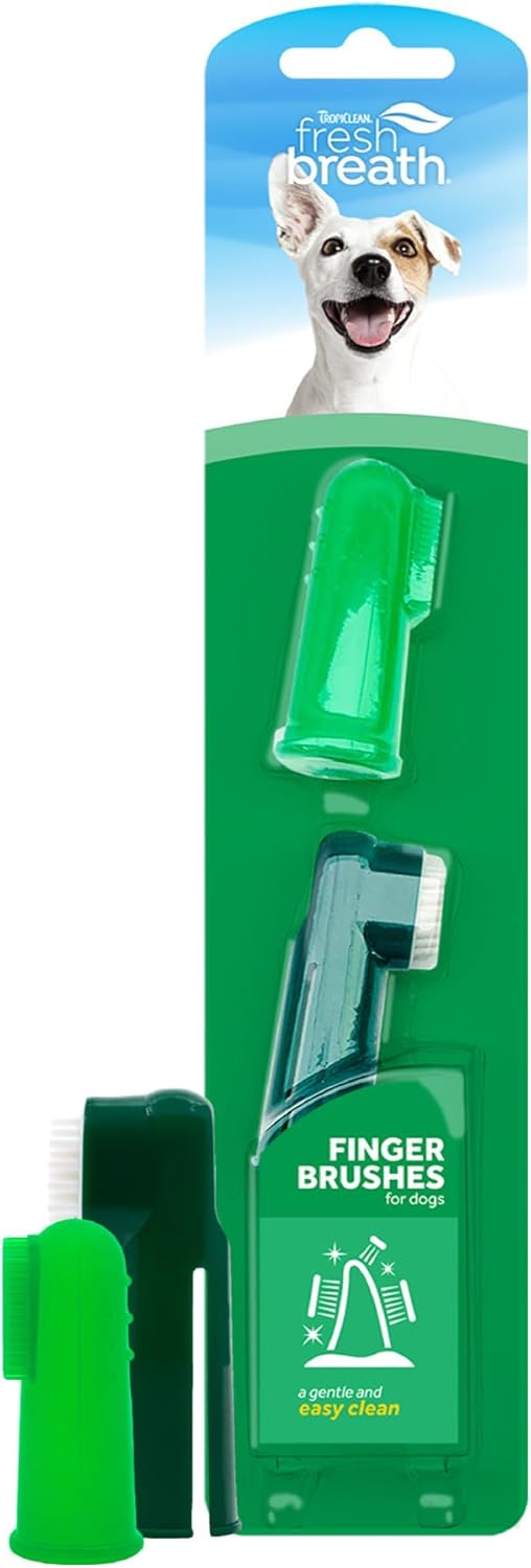 TropiClean Fresh Breath Finger Toothbrushes for Dogs & Puppies - Gentle Soft Toothbrush Alternative