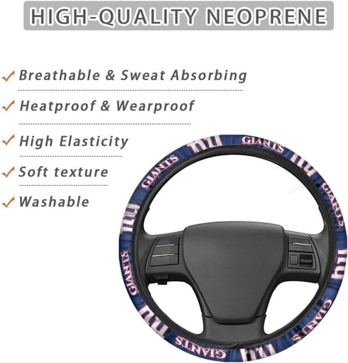 fit Giants Steering Wheel Cover for Car Gifts, Universal Fit 14-15 Inch for Most Cars, Giants Car Accessories