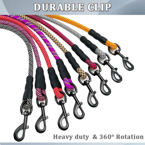MayPaw Heavy Duty Rope Dog Leash, 15ft x 1/2" Black Nylon Pet Leash, Soft Padded Handle for Large Medium Dogs