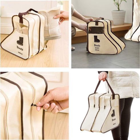 Portable 2 Pack Short Boots Storage Bag, Boots Protector Cover (Beige)
