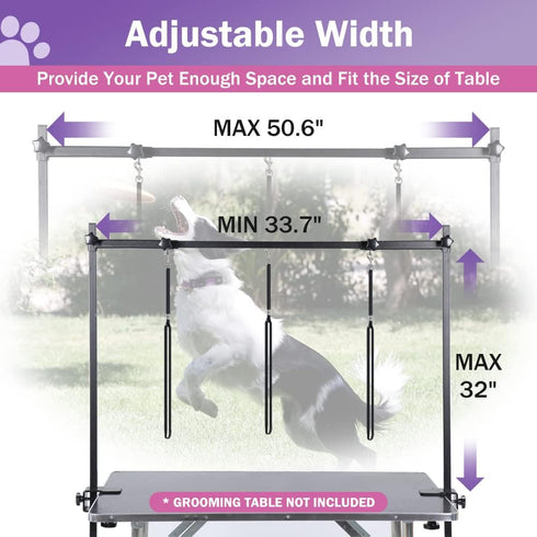 H-Shape Dog Grooming Arm with Clamp, Heavy Duty Adjustable Pet Grooming Table Arm for Large & Small Pets