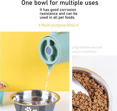 YUDANSI Dog Bowls 2 Pack Medium Large Dogs Feeding Bowls Food Water Bowls with Non-Slip Silicone Sole, Stainless Steel Dog Dishes Elevated Raised Pet Feeder(6.6 Cups)