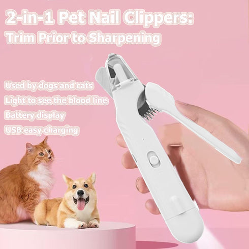 Trimmer Set, an All-in-one Dog Nail with Low Noise Design, Rechargeable, Cordless Electric Quiet pet Nail File Suitable
