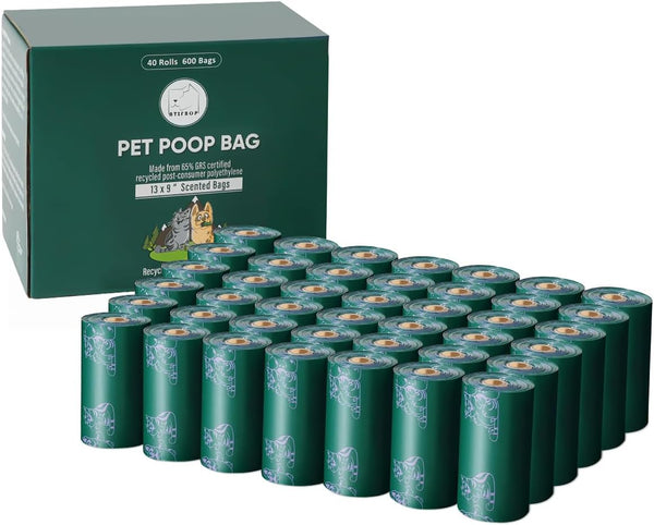 Dog Poop Bags Rolls, Extra Thick Leak-proof Waste Bags, 600 Bags in 40 Refill Rolls