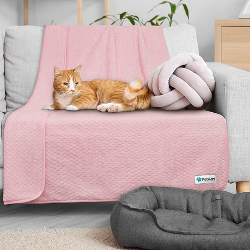 PetAmi Waterproof Dog Blanket, Leakproof XL Cover for Large Dogs, Reversible Washable Soft Plush, Twin 60x80, Pink