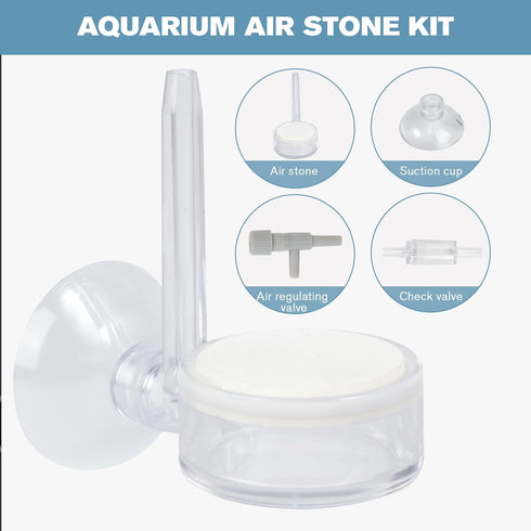 ZRDR Aquarium Air Refiner Kit, Low-Pressure Bubbler for Fish Tank with Control Valve and Suckers