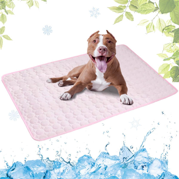 Dog Cooling Mat - Washable Portable Summer Pad, Water-Absorbent Ice Silk Self-Cooling Mat for Dog (Pink, 21x27in)