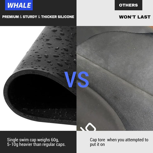 WHALE Extra Large Swim Cap - Durable Silicone Swimming Hat with Ear Protection for Long Thick Curly Hair & Dreadlocks