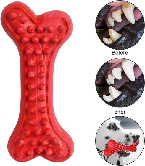 German Shepherd Dog Chew Toys - Indestructible Beef Flavored Durable Rubber Bone Toy for Large/Medium Dogs