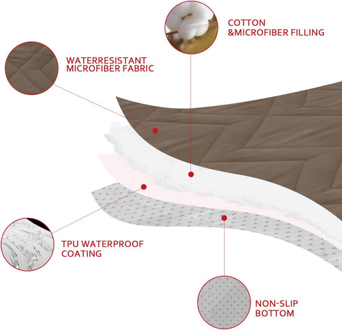 Waterproof Dog Bed Cover Blanket with Non-Skid Bottom, Couch Protector for Dogs, Mattress Protector, Chocolate (86" X