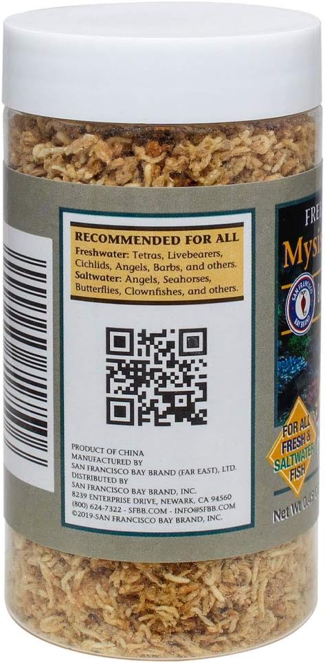 San Francisco Bay Brand Freeze-Dried Mysis Shrimp - Premium Fish Food, Tropical Fish Food, Shrimp Food - Ideal for