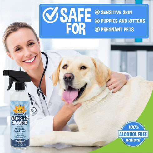 Bodhi Dog Waterless Shampoo, Natural Dry Shampoo for Dogs & Cats, No Rinse Required, Vet Approved, 17 Fl Oz