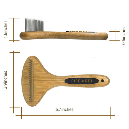 PROBUSINES Bamboo Pet Brush, Dog Dehairing Rake for Knot Detangling, Long-Haired Pet Breed Undercoat Rake for Shedding