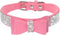 Beirui Rhinestone Bling Leather Dog & Cat Collar, Sparkly Crystal Diamonds Studded, Pink, XXS Neck 6-8"