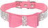 Beirui Rhinestone Bling Leather Dog & Cat Collar, Sparkly Crystal Diamonds Studded, Pink, XXS Neck 6-8"