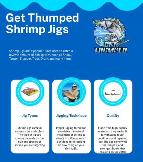 Get Thumped 3-Pack, Premium Soft Shrimp Bodies for Saltwater Fishing - Unrigged Lifelike Bait Perfect for Inshore