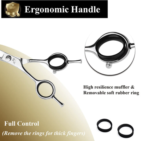 6" Hair Cutting Scissors, Professional Curved Grooming Scissors for Small Dogs, Cats & Hairstyle Barber Haircut Shears