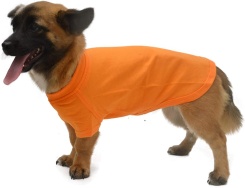 Lovelonglong Pet Clothing, Dog Costumes Blank T-Shirt for Dachshund & Corgi Dogs (100% Cotton, Orange, D-L)
