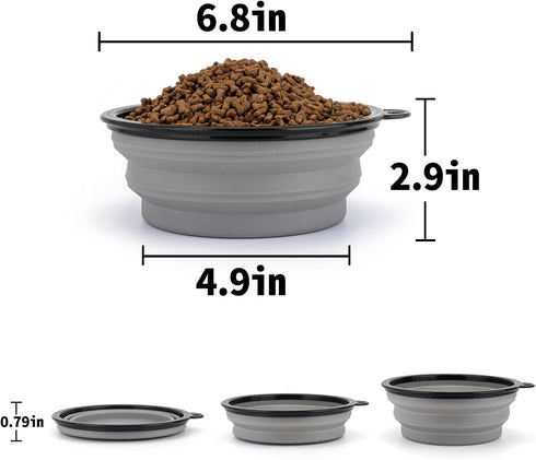 SLSON 2 Pack Collapsible Dog Bowls with Cover Lids, Portable Travel Bowls for Pets (Taro Purple, Large)