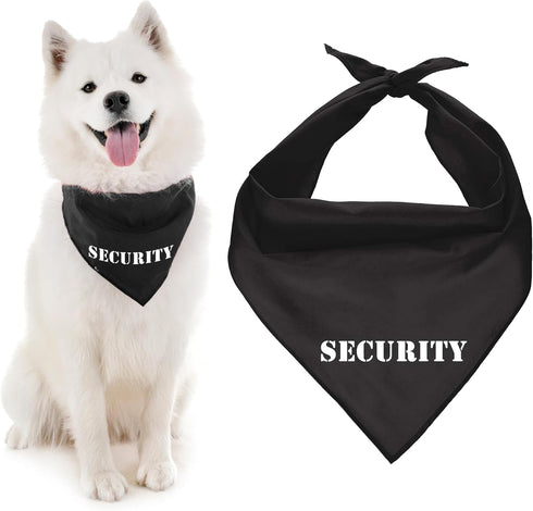 Parisian Pet Quirky Dog Bandana – ‘Security’ Printed Tie-On Neck Kerchief for Dogs, Cats, Puppies – Medium Size