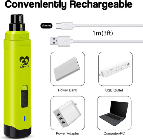 2-Speed Trimmer Casfuy Dog Nail Grinder Upgraded - Professional Whisper-Quiet Electric Pet Nail Painless Paws Grooming